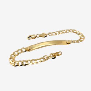 Brazalete (18 cm) Esclava Placa ID (4.70 mm) Tejido US Link Macizo c/ Cierre Lobster  - Oro Amarillo 14Kts