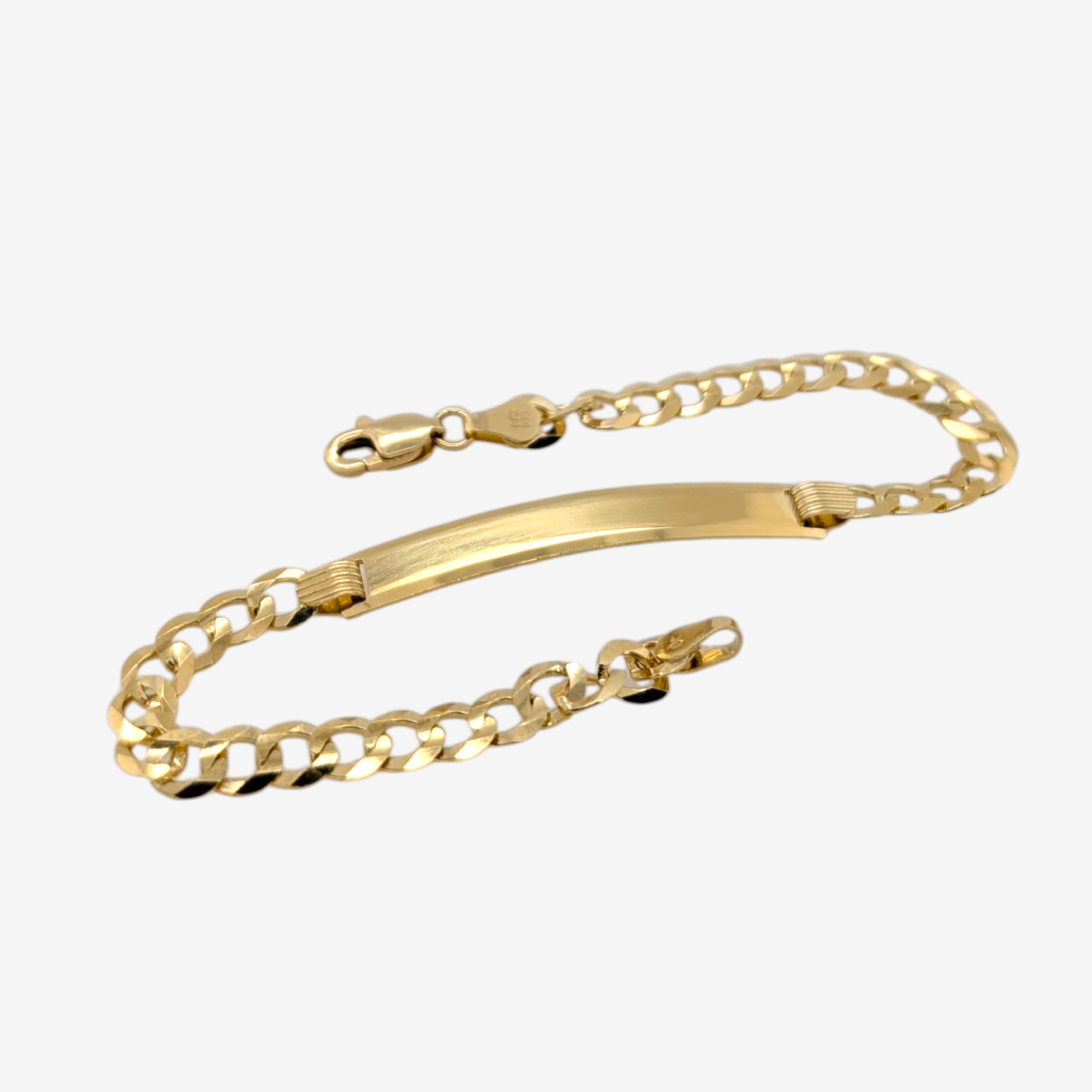 Brazalete (18 cm) Esclava Placa ID (4.70 mm) Tejido US Link Macizo c/ Cierre Lobster  - Oro Amarillo 14Kts